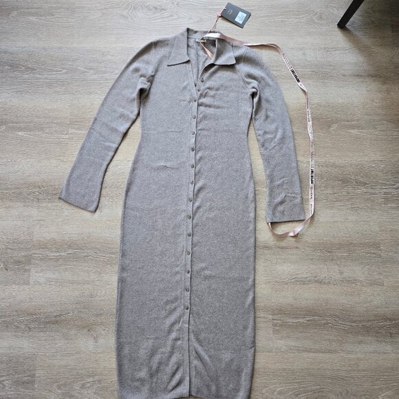 House of CB Yvette Button Front Long Sleeve Dress Wool Blend New With Tags Large - Picture 15 of 17